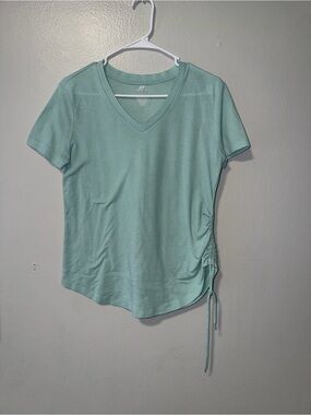Pro Player Short Sleeve V-Neck Top in Mint Green with Side Tie